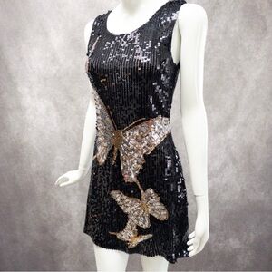 ‼️Sold‼️ Vintage y2k does 1920s sequin butterfly cocktail dress, 28” waist